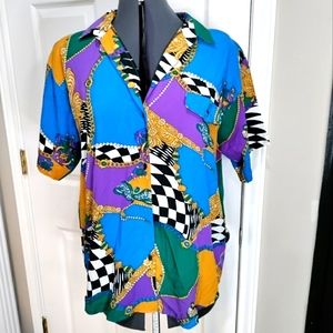 Vintage 80s Lucy fashion women's abstract blouse